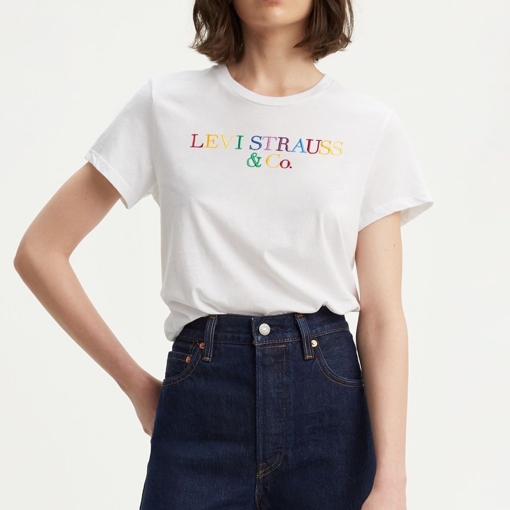 Levi’s rainbow embroidered logo T shirt